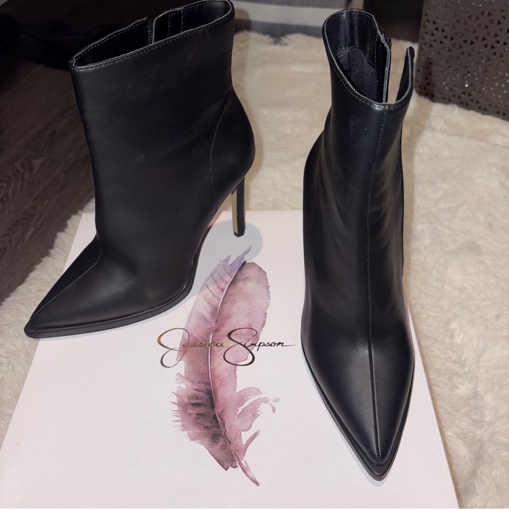 Jessica Simpson Black Ankle Booties Heels - Picture 8 of 11